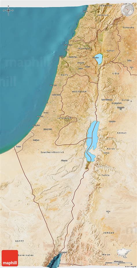 Satellite 3D Map of Israel .